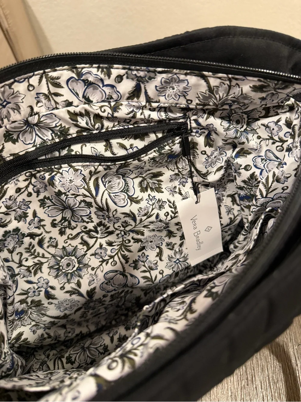 Vera Bradley Glenna Satchel NWT & Turn Lock Wallet Bundle Black + Teal Quilted - Picture 3 of 8